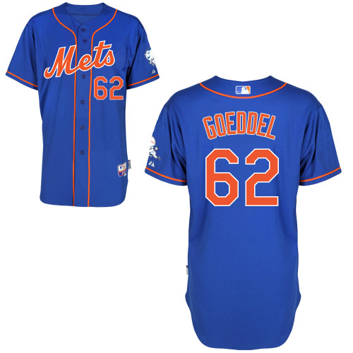Erik Goeddel #62 MLB Jersey-New York Mets Men's Authentic Alternate Blue Home Cool Base Baseball Jersey
